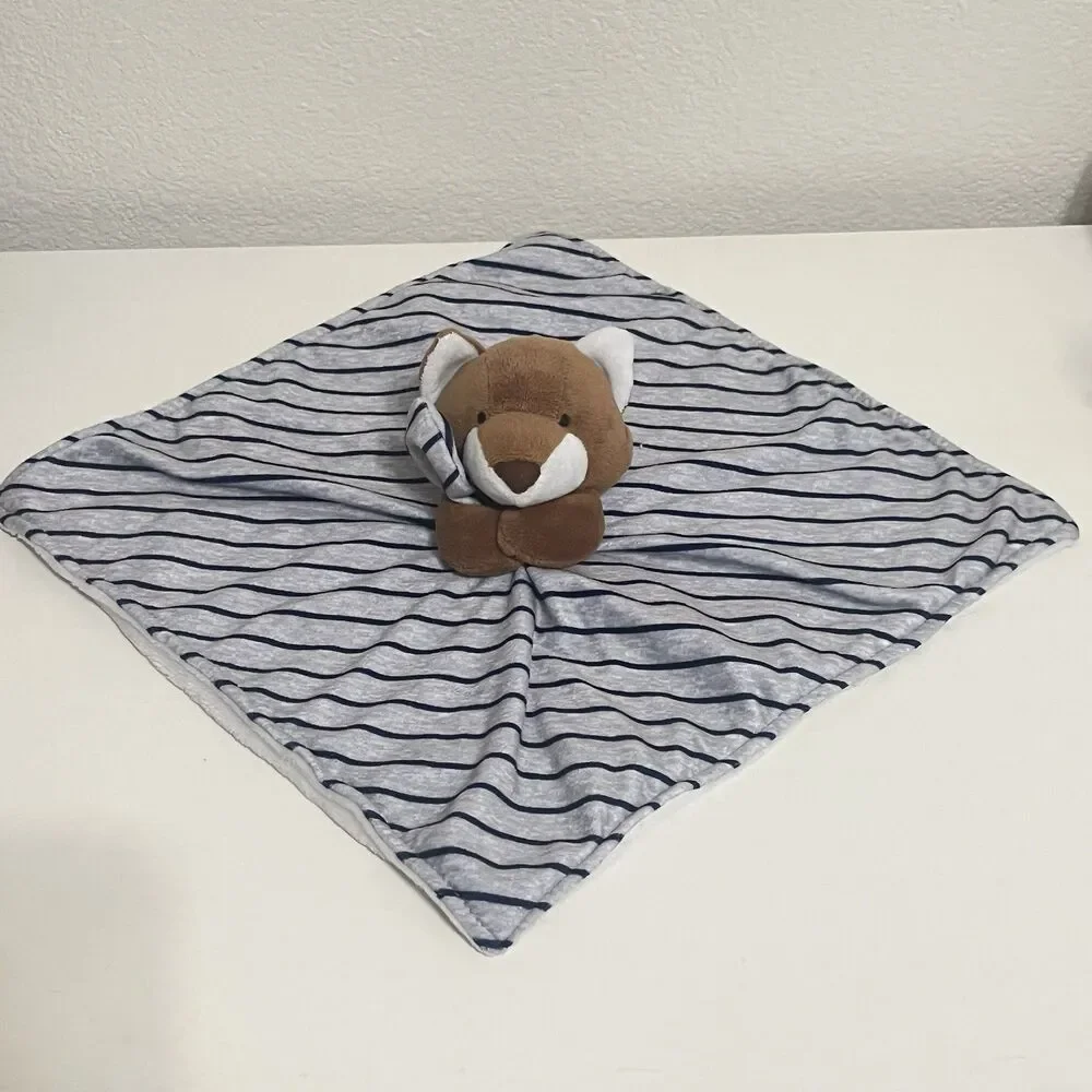 Carter's Just One You Gray Striped Fox Security Blanket Lovey Lovie Blankie